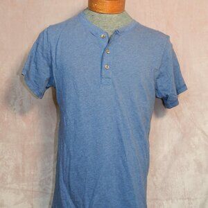 Mens Blue Short Sleeve Collard Alternative Earth Shirt Size M